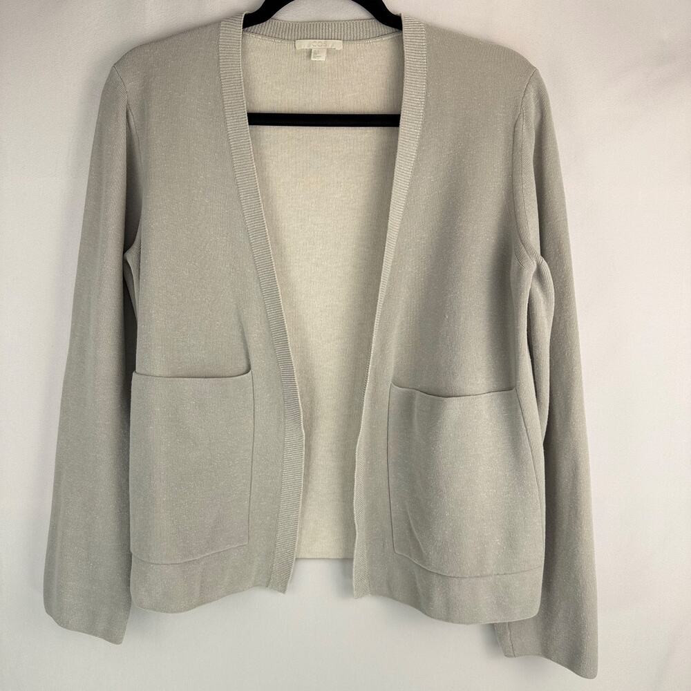 COS Cotton Linen Blend Open Front Cardigan Size S
